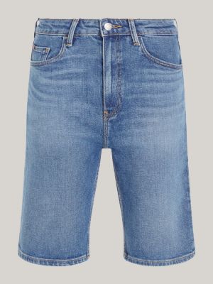 shorts slim fit a vita alta in denim sbiadito blu da donne tommy hilfiger