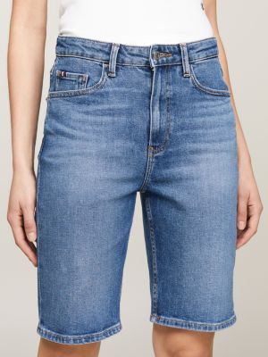 Harper High Rise Denim Bermuda Shorts, Denim