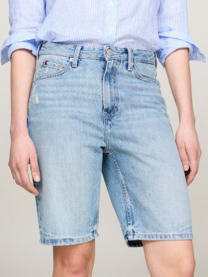 denim slim fit jeans-shorts mit hohem bund für damen - tommy hilfiger