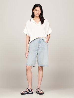 denim oversized fit jeans-shorts mit mittelhohem bund für damen - tommy hilfiger