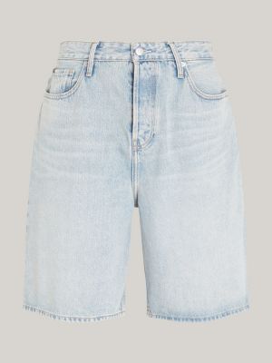 shorts oversize a vita media in denim blu da donne tommy hilfiger