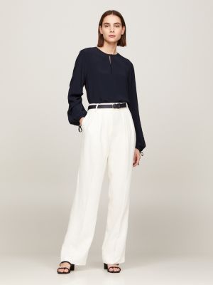 pantalón elevated de corte amplio y recto white de mujeres tommy hilfiger