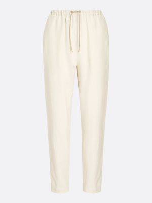 pantaloni casual affusolati con lacci beige da donne tommy hilfiger