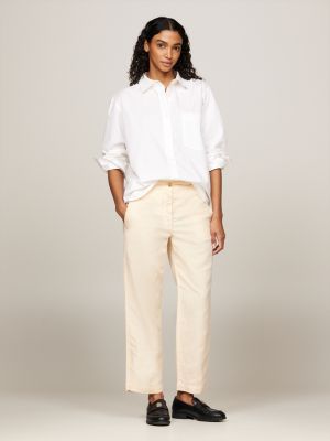 pantaloni larghi dritti beige da donne tommy hilfiger