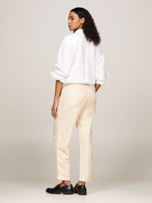 pantaloni larghi dritti beige da donne tommy hilfiger