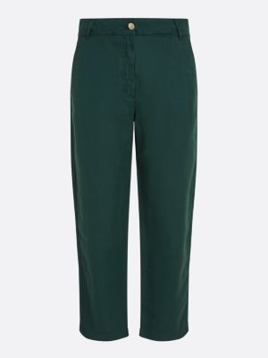 pantaloni larghi dritti verde da donne tommy hilfiger