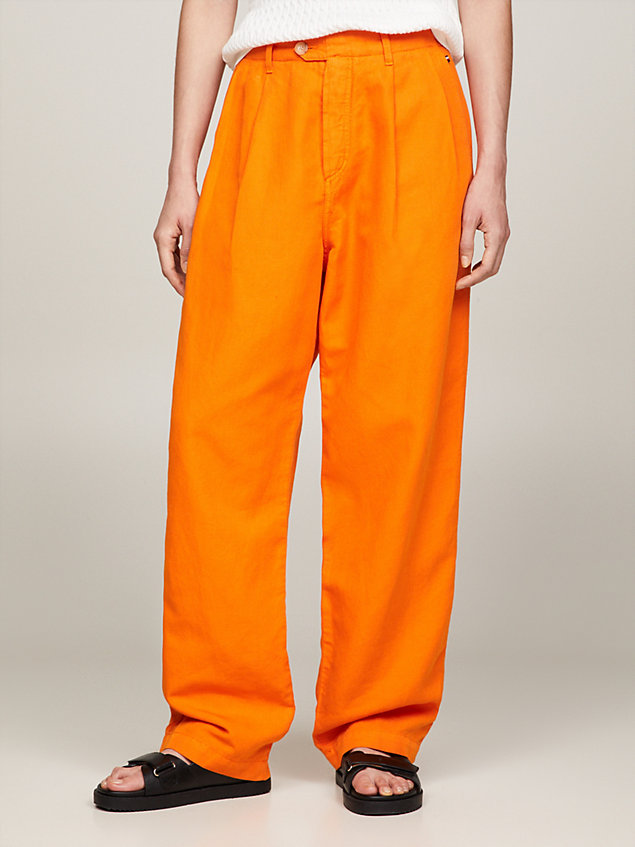 orange relaxed straight chinos for women tommy hilfiger