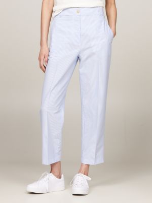 pantalón chino de rayas con corte slim blue de mujeres tommy hilfiger