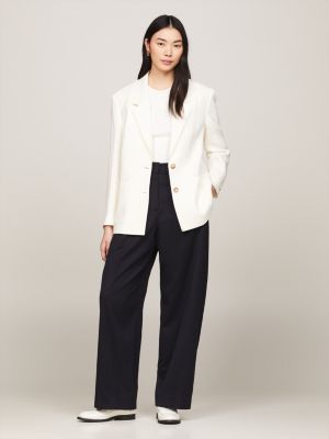 white elevated einreihiger relaxed fit blazer für damen - tommy hilfiger