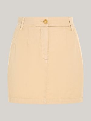 minigonna chino tinta in capo con bandierina beige da donne tommy hilfiger