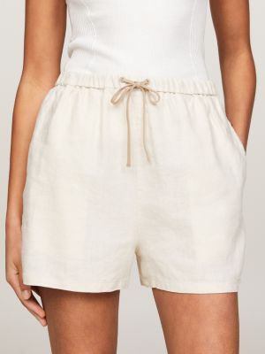 beige leichtgewichtige straight leg regular fit shorts für damen - tommy hilfiger