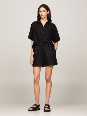 black leichtgewichtige straight leg regular fit shorts für damen - tommy hilfiger