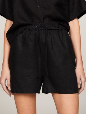 black leichtgewichtige straight leg regular fit shorts für damen - tommy hilfiger