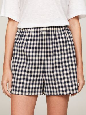 Black and white checked shorts online