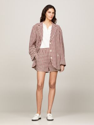 red pull-on shorts mit vichy-karos für damen - tommy hilfiger