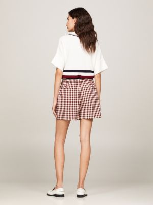 shorts a quadretti vichy senza chiusura rosso da donne tommy hilfiger