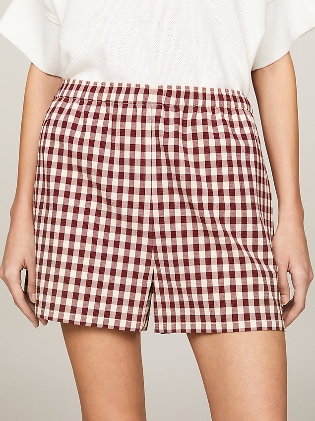 red gingham pull-on shorts for women tommy hilfiger