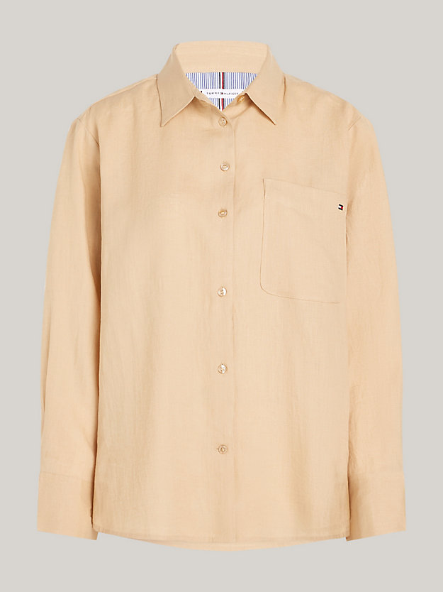 Linen Patch Pocket Relaxed Fit Shirt | Beige | Tommy Hilfiger