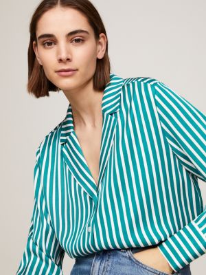 Tommy hilfiger store green striped shirt