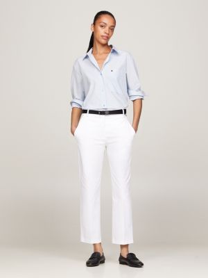 chemise à poche plaquée et drapeau brodé bleu pour femmes tommy hilfiger
