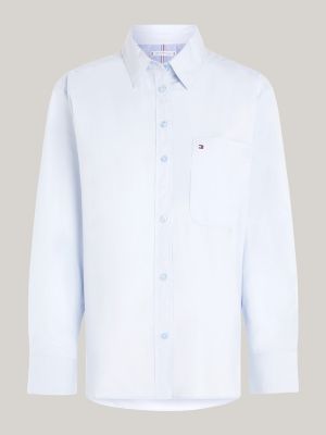 chemise à poche plaquée et drapeau brodé bleu pour femmes tommy hilfiger