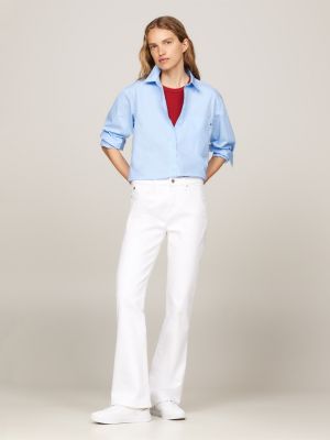 blue flag embroidery patch pocket shirt for women tommy hilfiger