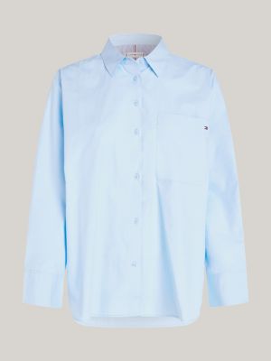 blue flag embroidery patch pocket shirt for women tommy hilfiger