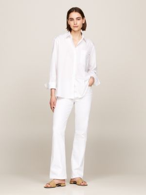 Chemise oversize à poche plaquée, Blanc