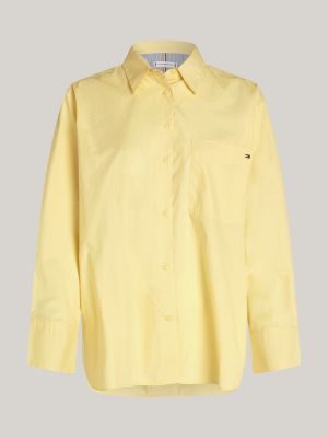 camicia con bandierina ricamata sulla tasca giallo da donne tommy hilfiger