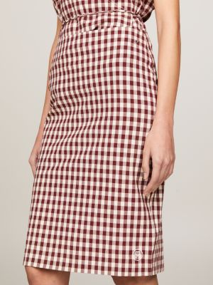 Pink gingham pencil skirt best sale