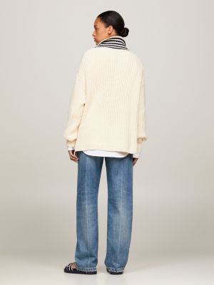 TH Monogram Contrast Stripe Oversized Jumper Yellow Tommy Hilfiger