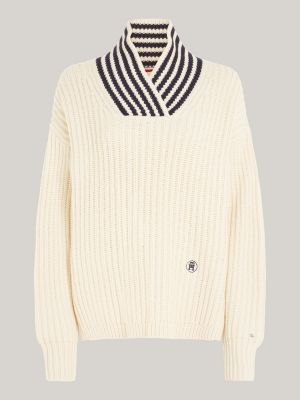 TH Monogram Contrast Stripe Oversized Jumper, Yellow