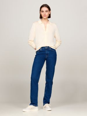 yellow feinstrick-cardigan mit kragen für damen - tommy hilfiger