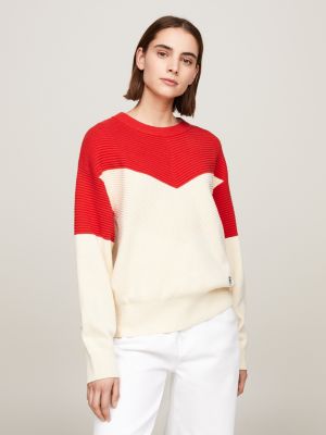 Tommy Hilfiger Womens Knit Panel French Terry Sweatshirt Blue Cotton  ref.1166025 - Joli Closet