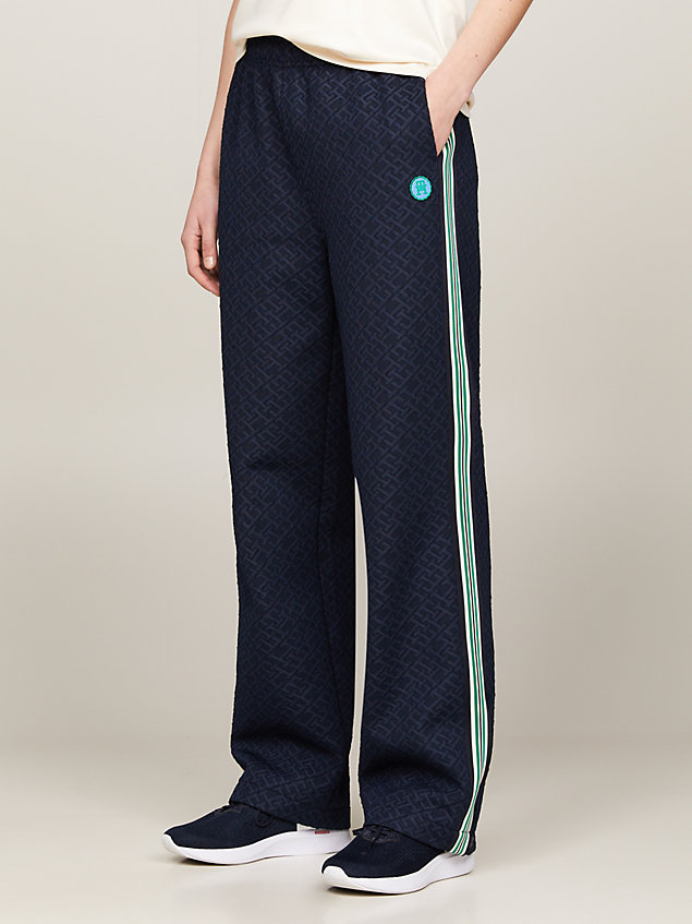 blue sport th monogram jacquard relaxed joggers for women tommy hilfiger