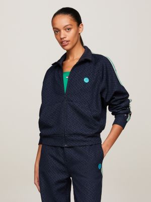 Sport TH Monogram Stamp Zip-Thru Sweatshirt, Blue