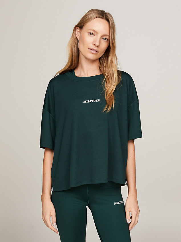 green sport th cool relaxed mesh t-shirt met logo voor dames - tommy hilfiger