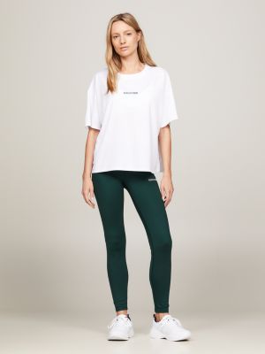 white sport th cool relaxed fit mesh-t-shirt für damen - tommy hilfiger