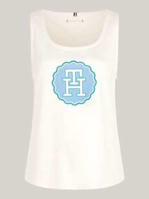 beige sport th cool monogram tank top for women tommy hilfiger