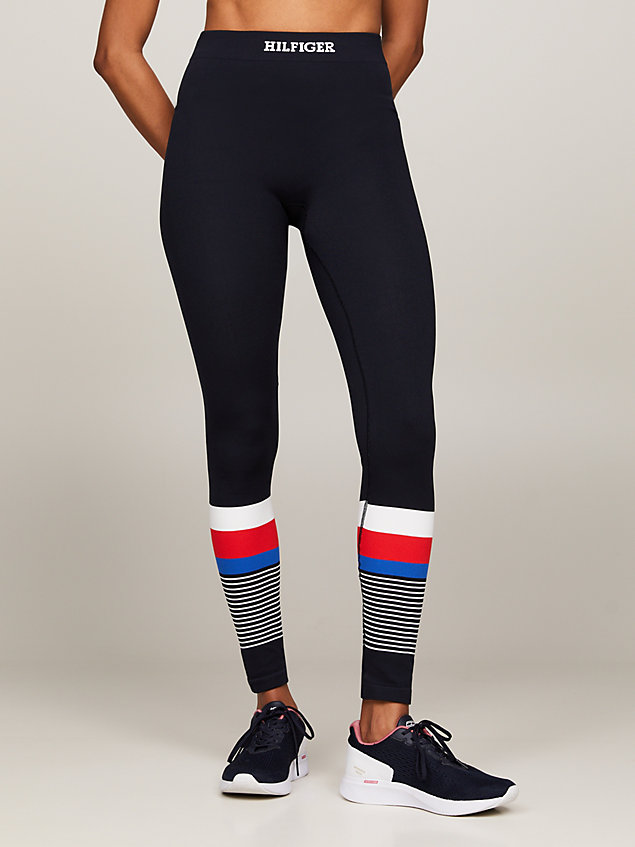 blue sport global stripe high rise seamless full length leggings for women tommy hilfiger