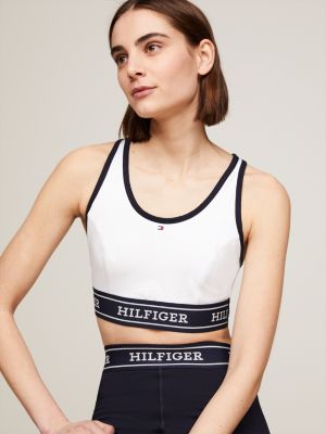 Tommy Hilfiger Sport logo medium support bra with tape strap in