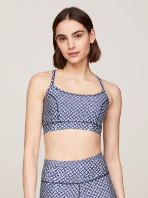 Tommy Hilfiger Women's Kiwi Printed Logo Sports Bra - Palace Blue/Multi