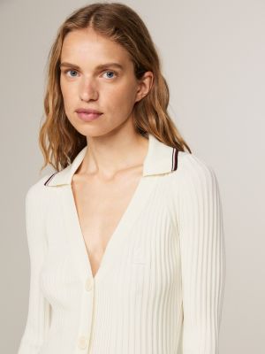 white crest polo-kleid mit global-streifen für damen - tommy hilfiger