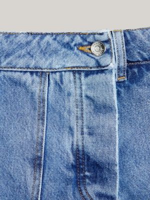 minigonna in denim con pieghe blu da donne tommy hilfiger