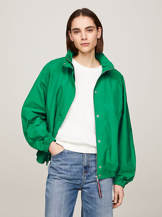 green nieprzemakalna kurtka regatowa oversize dla kobiety - tommy hilfiger