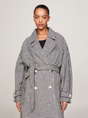 Crest Gingham Oversized Trench Coat | Blue | Tommy Hilfiger