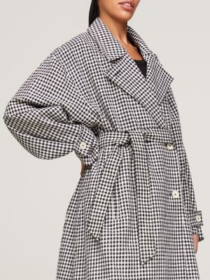 Crest Gingham Oversized Trench Coat | Blue | Tommy Hilfiger