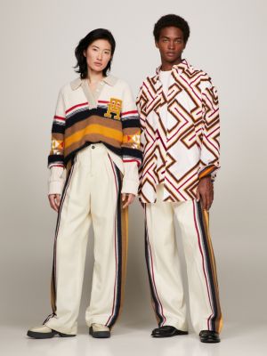 white tommy x pendleton relaxed fit chinos mit valley-streifen für damen - tommy hilfiger