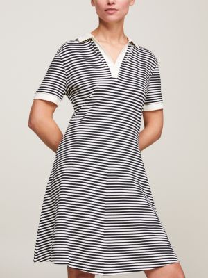 Blue and white striped best sale polo dress