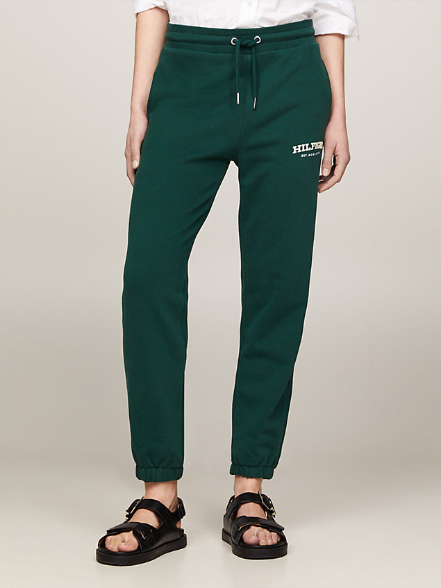 green hilfiger monotype flocked logo joggers for women tommy hilfiger